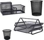 Kit Escritorio Organizador 4 Itens para mesa organizada, ideal para home office e escritório com bandeja, lixeira e porta-lápis