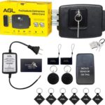 Kit Fechadura Eletrônica AGL Ultra Card Preta com 10 chaves digitais, alta segurança e acesso rápido para portas e portões.