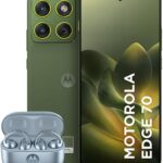 Kit Motorola Edge 70 5G 256GB Bronze Green + Loop Swarovski Ice Melt: desempenho avançado e estilo em um combo exclusivo.