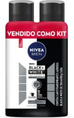Kit NIVEA Men Black&White Invisible: proteção antitranspirante contra manchas e suor por até 48h, 2 unidades.