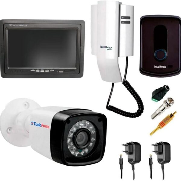 Kit Porteiro Intelbras IPR8010 com tela 7 LCD e câmera Full HD 1080p, proteção IP66 e antissabotagem para mais segurança.
