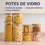 Kit Potes Herméticos Hyatto Home de vidro com tampa de bambu: conserva alimentos com estilo e praticidade. - Imagem 2