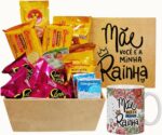 Kit Presente Cesta Café da Manhã Dia das Mães com caneca decorada: um presente completo e cheio de carinho para surpreender a mamãe.