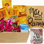 Kit Presente Cesta Café da Manhã Dia das Mães com caneca decorada: um presente completo e cheio de carinho para surpreender a mamãe.
