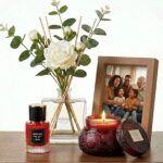 Kit Presente DUADELI Mon Tresor: vela aromática, difusor e porta-retrato para presentear com elegância e perfume suave.