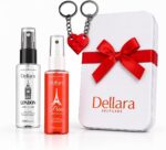 Kit Presente Dia dos Namorados Paris & London Dellara: 2 body splashes, lata premium e chaveiro coração em um presente romântico e sofisticado