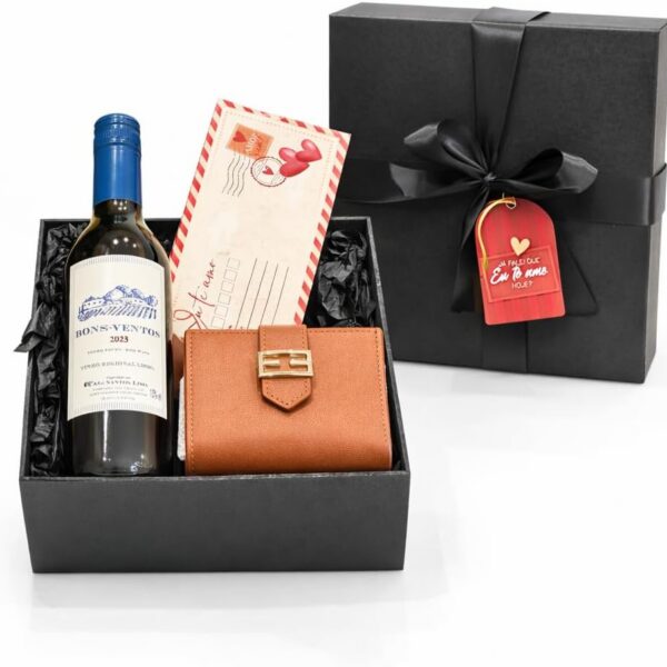 Kit Presente com Vinho, Acessórios e Chocolate: presente completo, elegante e pronto para encantar em qualquer ocasião.