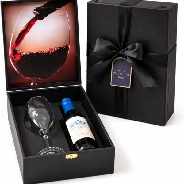 Kit Vinho 375ml com Taça em Estojo Luxo: presente elegante, pronto para surpreender em datas especiais.