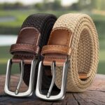 Kit com 2 cintos masculinos elásticos trançados 3,5 cm: conforto, ajuste perfeito e estilo casual para jeans, trabalho e presente.
