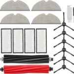 Kit de acessórios de substituição Q5 Pro compatível com Roborock Q5 Pro / Q5 Pro + / Q8 Max / Q8 Max + Robot Vacuum, 1 escova principal dupla, 4 almofadas de pano para esfregão, 6 escovas laterais, 4