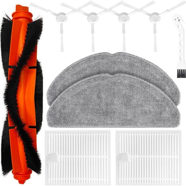 Kit de acessórios para aspirador de pó robô Xiaomi S20, 1 escova principal, 2 filtros HEPA, 4 escovas laterais, 2 almofadas de esfregão, 1 ferramenta de limpeza, acessórios de reparo de reposição de