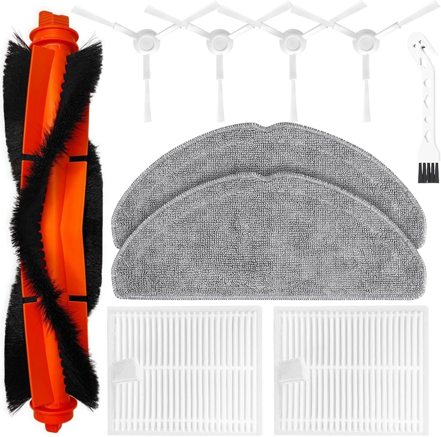 Kit de acessórios para aspirador de pó robô Xiaomi S20, Kit de acessórios para aspirador de pó robô Xiaomi S20, 1 escova principal, 2 filtros HEPA, 4 escovas laterais, 2 almofadas de esfregão, 1 ferramenta de limpeza, acessórios de reparo de reposição de