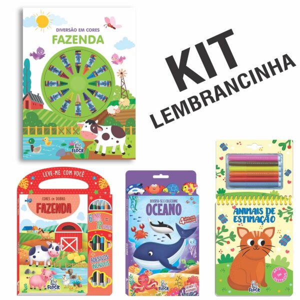 Kit lembrancinha de aniversário com 4 livros: diversão criativa e educativa para presentear crianças e eternizar a festa.
