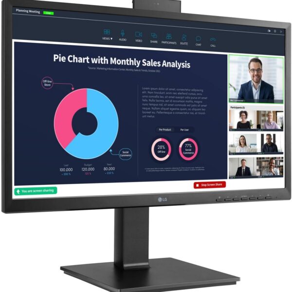 LG 24BP750C-B 24 polegadas com tela IPS Full HD, HDMI, USB 3.0 e USB-C para produtividade e conectividade fácil