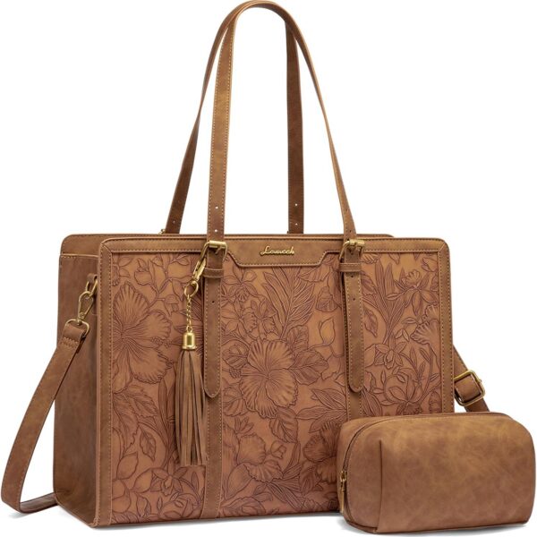 LOVEVOOK Bolsa feminina vintage para laptop 39,6 cm: grande capacidade, elegante e ideal para trabalho e estudos.
