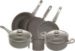 LYOR Conjunto 6 Panelas de Indução Granito Chef Taupe: kit premium com revestimento cerâmico, fácil limpeza e design elegante.