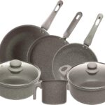 LYOR Conjunto 6 Panelas de Indução Granito Chef Taupe: kit premium com revestimento cerâmico, fácil limpeza e design elegante.