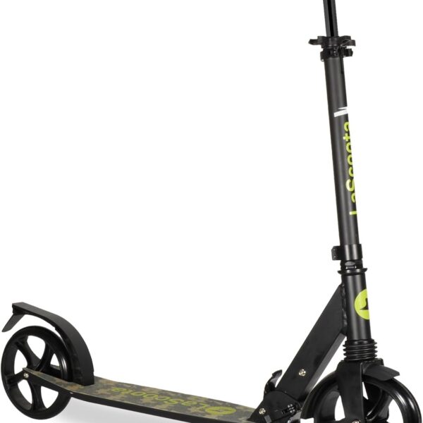 LaScoota Patinete dobrável ajustável, leve e resistente, com rodas de uretano de 20 cm para crianças, adolescentes e adultos.