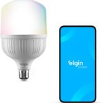 Lâmpada Inteligente Elgin 20W RGB Wi-Fi: controle por voz, 16 milhões de cores e compatível com Alexa e Google Home