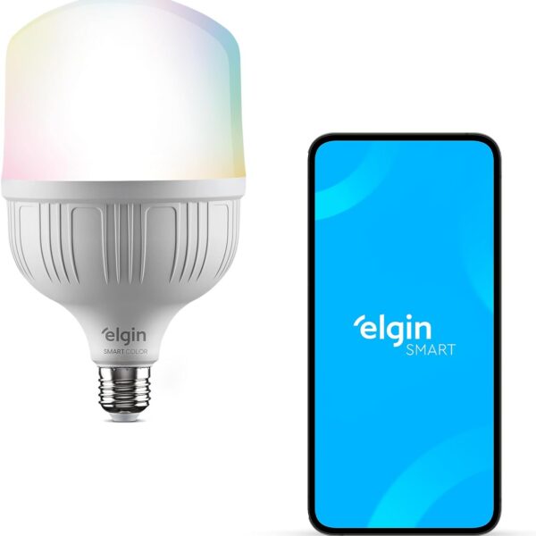 Lâmpada Inteligente Elgin 20W RGB Wi-Fi: controle por voz, 16 milhões de cores e compatível com Alexa e Google Home