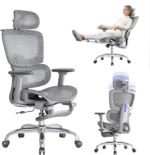 LarkLeaves Cadeira de Escritório Ergonômica com apoio 3D e descanso para os pés: conforto ideal para trabalhar e jogar.