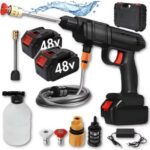 Lavadora de Alta Pressão Portátil Recarregável sem fio, bivolt, ideal para limpeza potente e prática de carros, calçadas e jardim