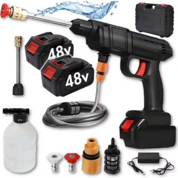 Lavadora de Alta Pressão Portátil Recarregável sem fio, bivolt, ideal para limpeza potente e prática de carros, calçadas e jardim
