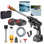 Lavadora de Alta Pressão Portátil Sem Fio a Bateria, Lava Jato com 2 Baterias Recarregáveis e Maleta, Carregador Bivolt, para Carro, Moto, Bike, Quintal e Jardim