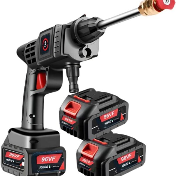 Lavadora de Alta Pressão Portátil Sem Fio – Bateria de Lítio 48V, 32 Bar, Limpeza Automotiva e Residencial,Carro,Quintal e Jardim Motos e Calçadas -Compacta, Multiuso e Fácil de Transportar (preto)