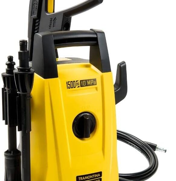 Lavadora de Alta Pressão Tramontina 1200W 127V: limpeza eficiente com 1500 Psi e motor com sistema stop total.