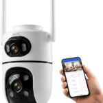 Leduc Câmera Segurança WiFi Externa PTZ IP66: visão 24h, giro 355° e alerta de movimento para sua casa.