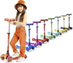 Lifemaster: scooter infantil com luzes LED, 3 rodas e guidão ajustável para mais segurança e diversão.