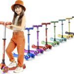 Lifemaster: scooter infantil com luzes LED, 3 rodas e guidão ajustável para mais segurança e diversão.