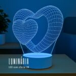 Luminária Corações 3D: presente criativo com luz suave e 16 cores para decorar quarto e emocionar quem você ama. - Imagem 2