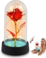 Luminária Flor Rosa Encantada na Cúpula com LED: presente romântico durável para decorar quarto e sala.