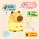 Luminária LED Capivara de Silicone USB-C: luz noturna RGB ao toque, recarregável e ideal para quartos infantis. - Imagem 2