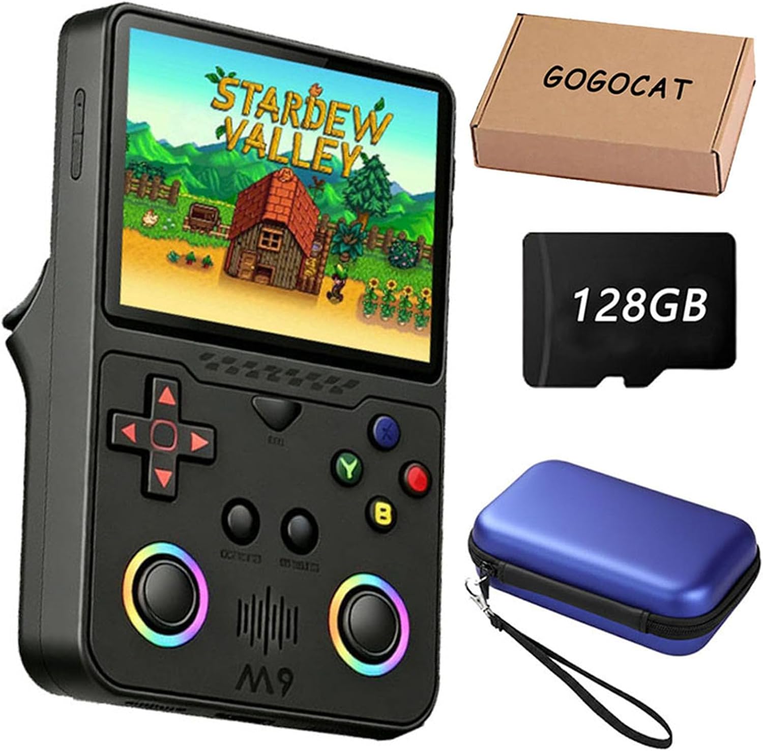 M9 Console De Jogos Portátil Retrô,Mini Console De Videogame,Compatível Com M9 Console De Jogos Portátil Retrô,Mini Console De Videogame,Compatível Com Wi-Fi,3500mAh,Mais De 29 Emuladores, Sistema Akros 2.0 - Preto