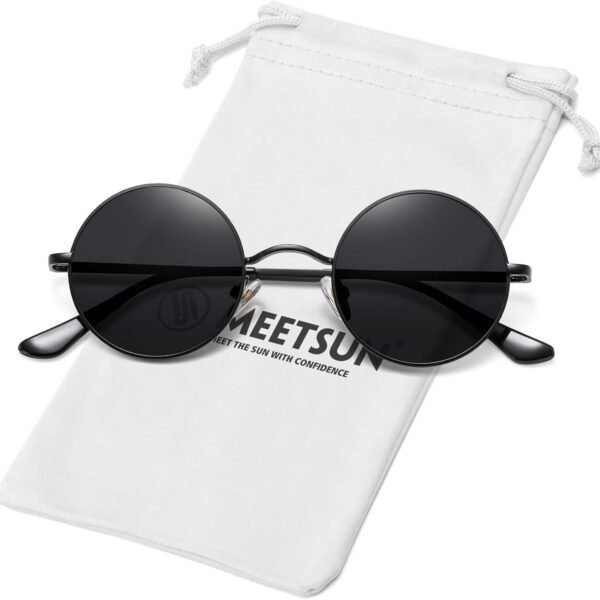 MEETSUN Óculos de sol redondos pequenos polarizados UV400: estilo retrô com proteção e conforto unissex