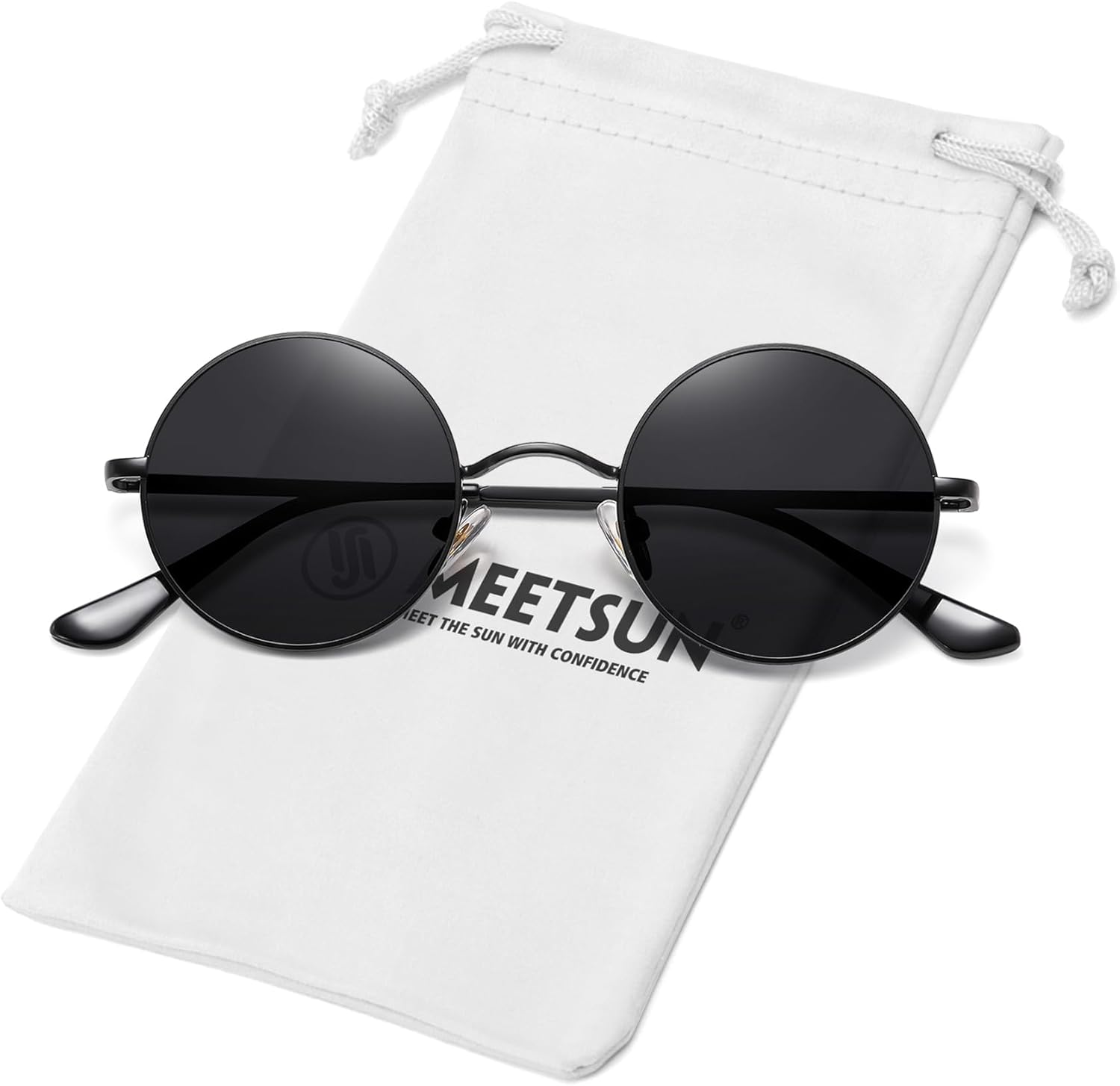 MEETSUN Óculos de sol redondos pequenos polarizados UV400: estilo retrô MEETSUN Óculos de sol redondos pequenos polarizados UV400: estilo retrô com proteção e conforto unissex