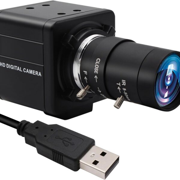 MMlove Câmera USB 8 MP, zoom óptico 10x e foco manual para visão industrial e imagens nítidas
