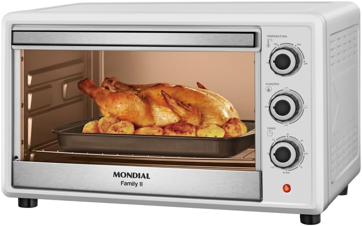MONDIAL Forno Elétrico 42L Family II, Branco/Inox, 1600W, 220V - MONDIAL Forno Elétrico 42L Family II, Branco/Inox, 1600W, 220V - FRN-42-W
