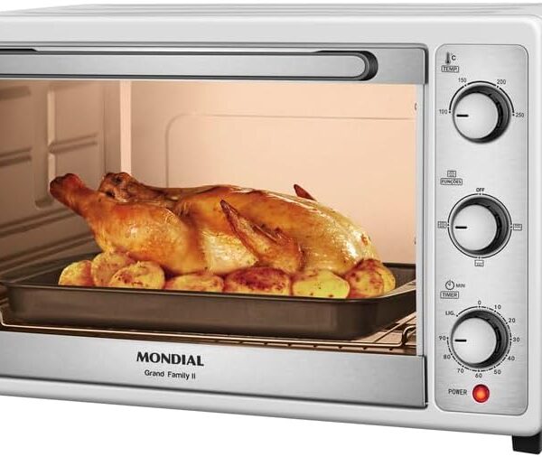 MONDIAL Forno Elétrico 52L Grand Family II: 1800W e 52L para assar, tostar e gratinar com praticidade.