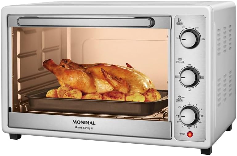 MONDIAL Forno Elétrico 52L Grand Family II: 1800W e 52L MONDIAL Forno Elétrico 52L Grand Family II: 1800W e 52L para assar, tostar e gratinar com praticidade.
