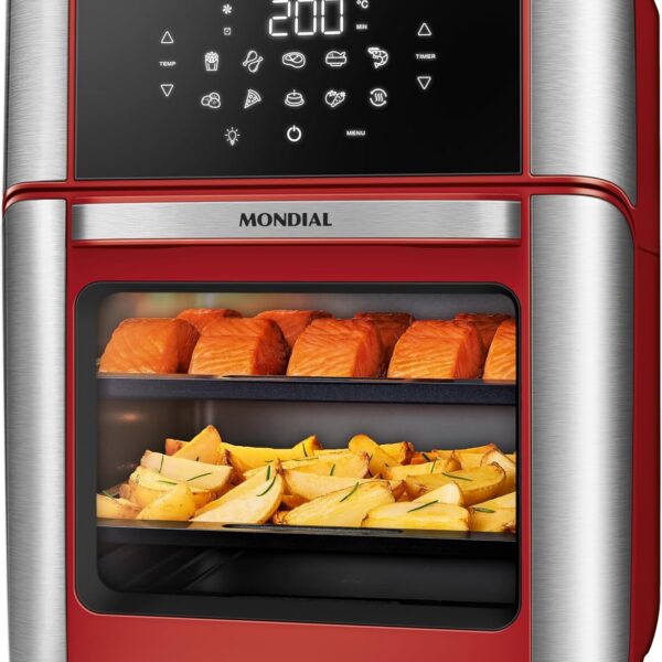 MONDIAL Fritadeira Air Fryer Forno Oven 12L, Vermelho/Inox, 2000W, 110V - AFON-12L-RI