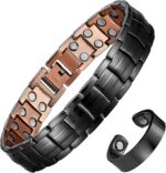 MagEnergy pulseira masculina de cobre puro 99,9% com ímãs duplos ajustável e elegante para compra segura