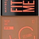 Maybelline Fit Me Fresh Tint: glow natural, Vitamina C e FPS 50 para pele uniforme e controle da oleosidade.