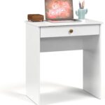 Mesa Escrivaninha Home Office com 1 Gaveta, compacta e ideal para quartos e escritórios. Branco com pintura brilho UV laqueada.