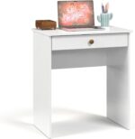 Mesa Escrivaninha Home Office com 1 Gaveta, compacta e ideal para quartos e escritórios. Branco com pintura brilho UV laqueada.