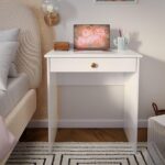 Mesa Escrivaninha Home Office com 1 Gaveta, compacta e ideal para quartos e escritórios. Branco com pintura brilho UV laqueada. - Imagem 2