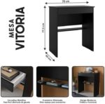Mesa Escrivaninha para Computador com Gaveta: organização e praticidade para escritório em preto. - Imagem 2